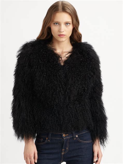 black michael kors jacket furry collar|Women's Black Jackets and Coats .